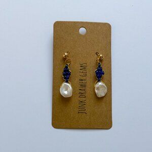 Handmade Beaded Pearl Dangle Earrings